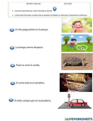 Unir con linea la frase con la imagen