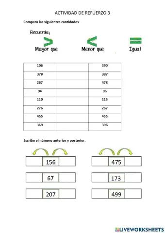 Comparación de cantidades