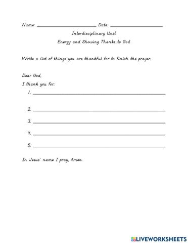 Energy and Showing Thanks to God