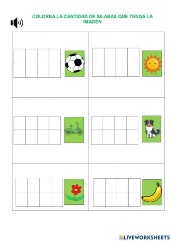 Colorea la cantidad de sílabas que tenga la imagen