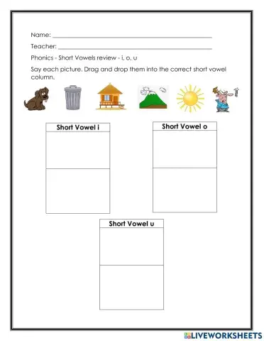 Short Vowel i,o,u Review