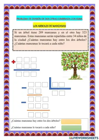 División de dos cifras combinada con suma