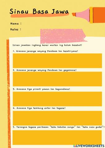 Soal Bahasa Jawa (Open Answer Questions)