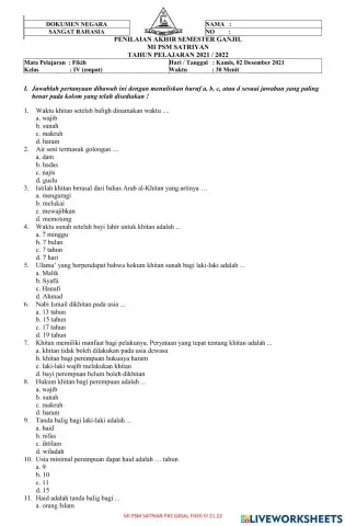 Mi psm satriyan fikih 4 gasal