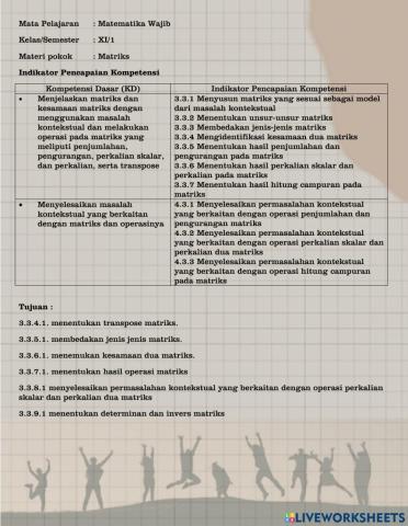 Pengertian dan jenis-jenis matriks