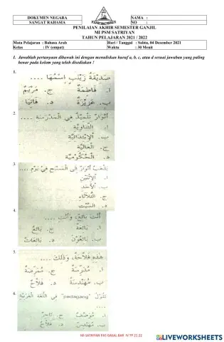 Mi psm satriyan bahasa arab 4 gasal