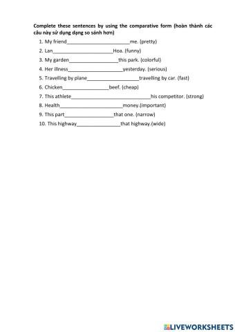 Comparative adjectives