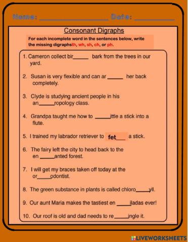 Consonant Digraphs