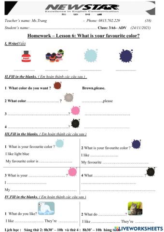 3A6-Lesson 6-What is your favourite color?