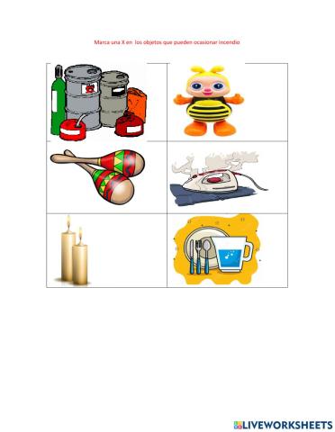 Escoge los objetos que pueden provocar incendio