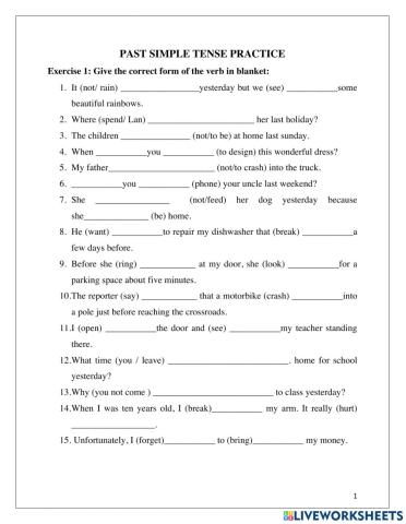 Past simple tense revision