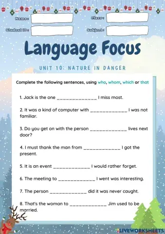 Unit 10: Nature in danger