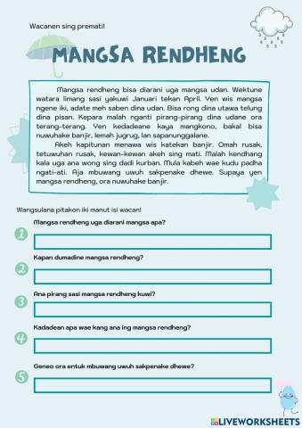 Kuis Bahasa Jawa SD (Open Answer Question)