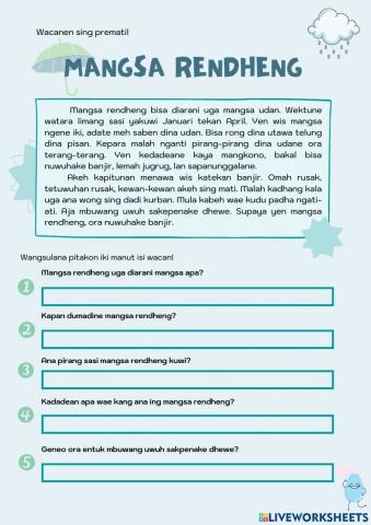 Kuis Bahasa Jawa SD (Open Answer Questions)