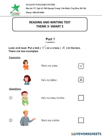 Reading and writing test theme 3