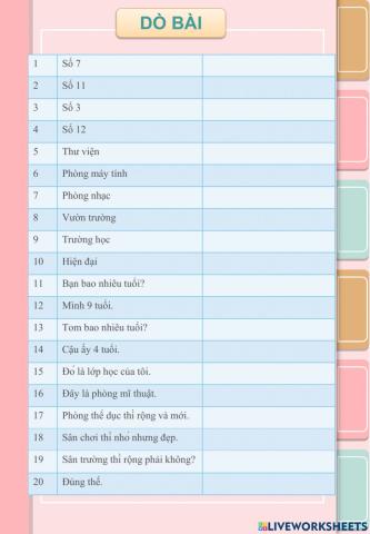 Dò bài lớp 3 26-11