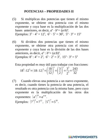 Potencias - Propiedades II