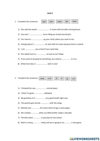 Unit 4 Test revision