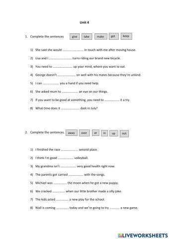 Unit 4 Test revision