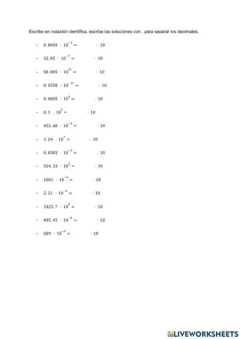 Notación científica y potencia de base 10