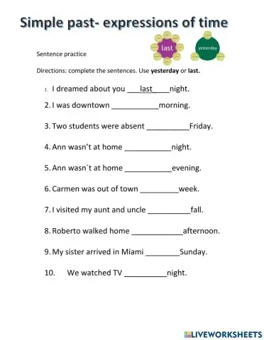 Past time expressions