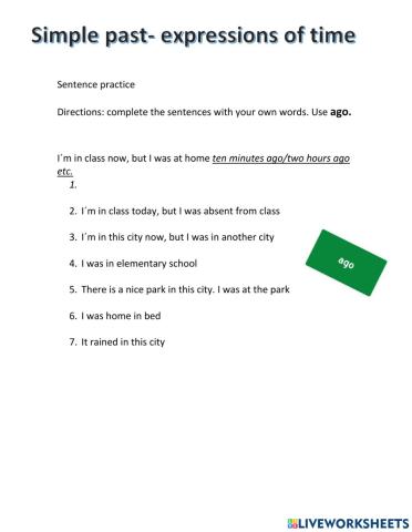 Past time expression (ago)