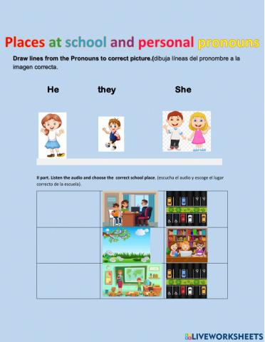Places at school and subject pronouns
