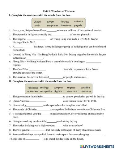 Unit 5 - wonders of vietnam