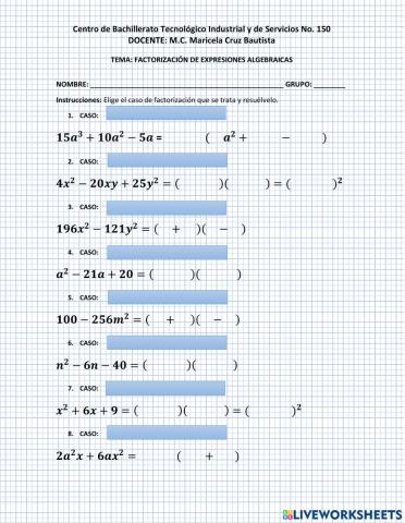 Factorización de expresiones algebraicas