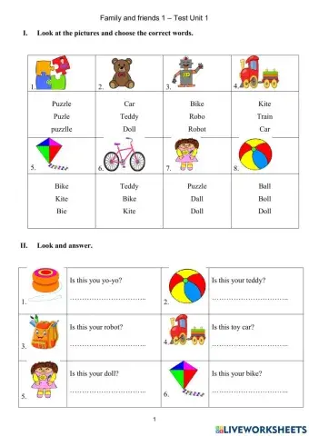Family and friends 1 - unit 2 - test