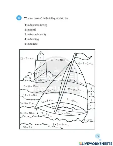 Phiếu bài tập toán trang 75-76 lớp 2