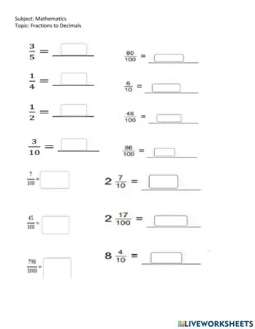 Fractions to Decimals
