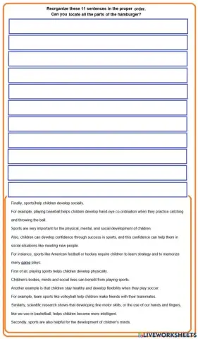 Order the 11 sentences paragraph essay