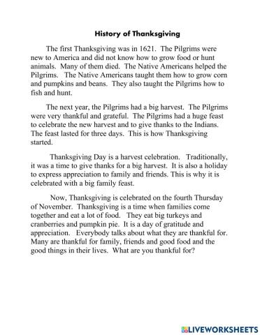 Thanksgiving History