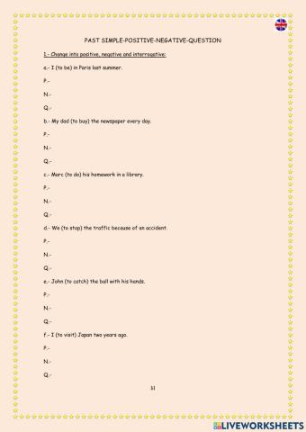 Past simple-positive, negative-interrogative
