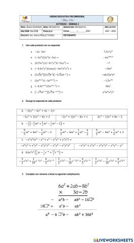 Producto de monomios y polinomios