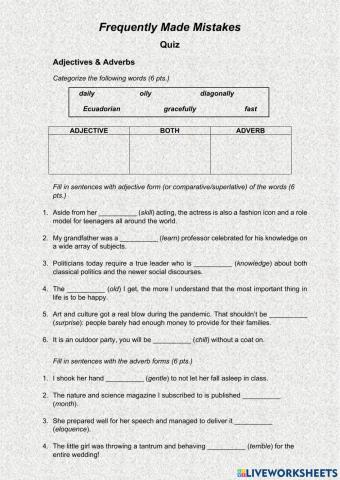 Frequently Made Mistakes Quiz