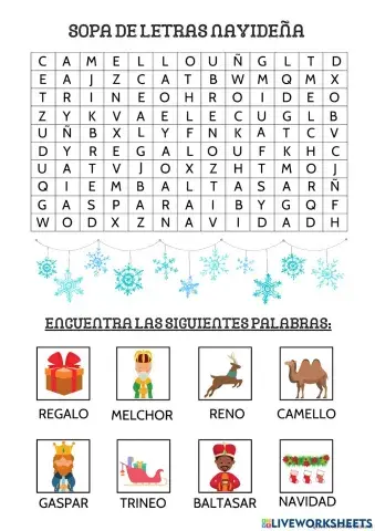 Sopa de letras de navidad