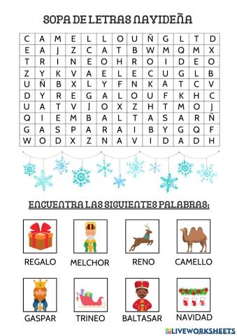 Sopa de letras de navidad