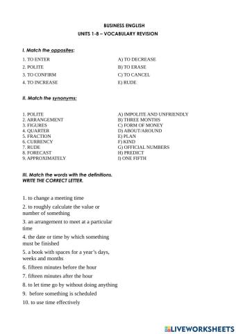 Business english units 1-8 book 1