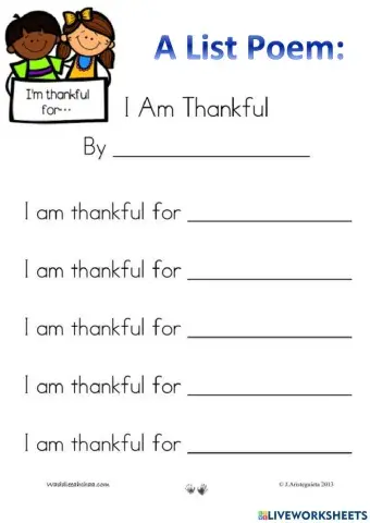 List Poem: I am Thankful for