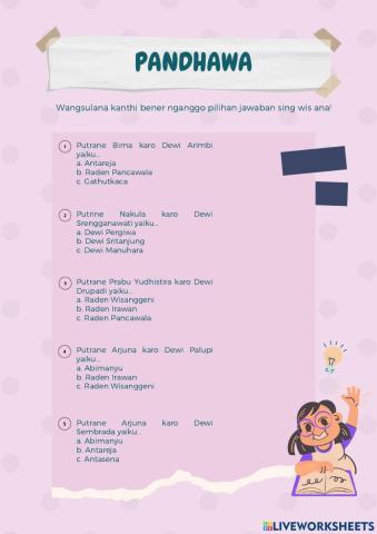Kuis Bahasa Jawa SD (Multiple Choice)
