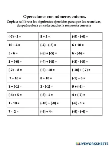 RESTA DE NÚMEROS ENTEROS