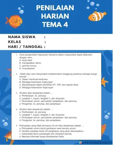 Penilaian harian tema 4