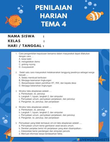 Penilaian harian tema 4