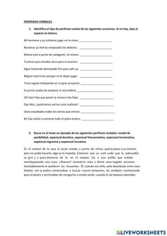 Perífrasis verbales y verbos