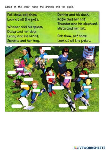 Year 1-Unit 3-Chant and name the animals and pupils