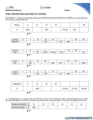 Proporcionalidad Directa e Inversa