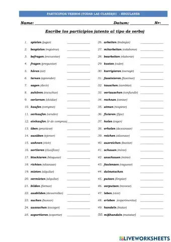 Distintos verbos regulares en participio 01