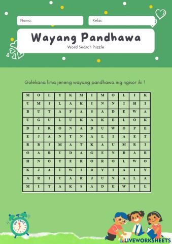 Kuis Bahasa Jawa SD (Word Search Puzzle)